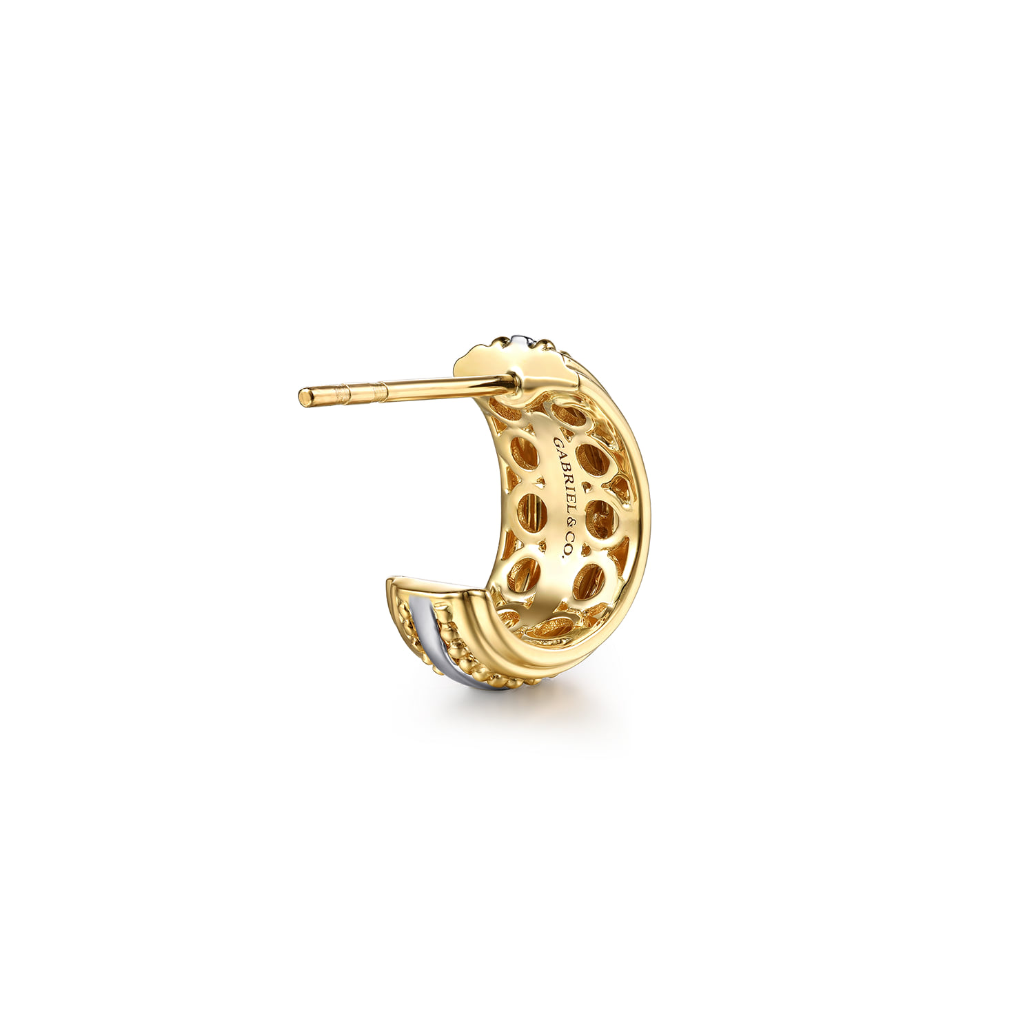 Bujukan Diamond J Hoop Earrings in 14K White/Yellow Gold, photograph 2
