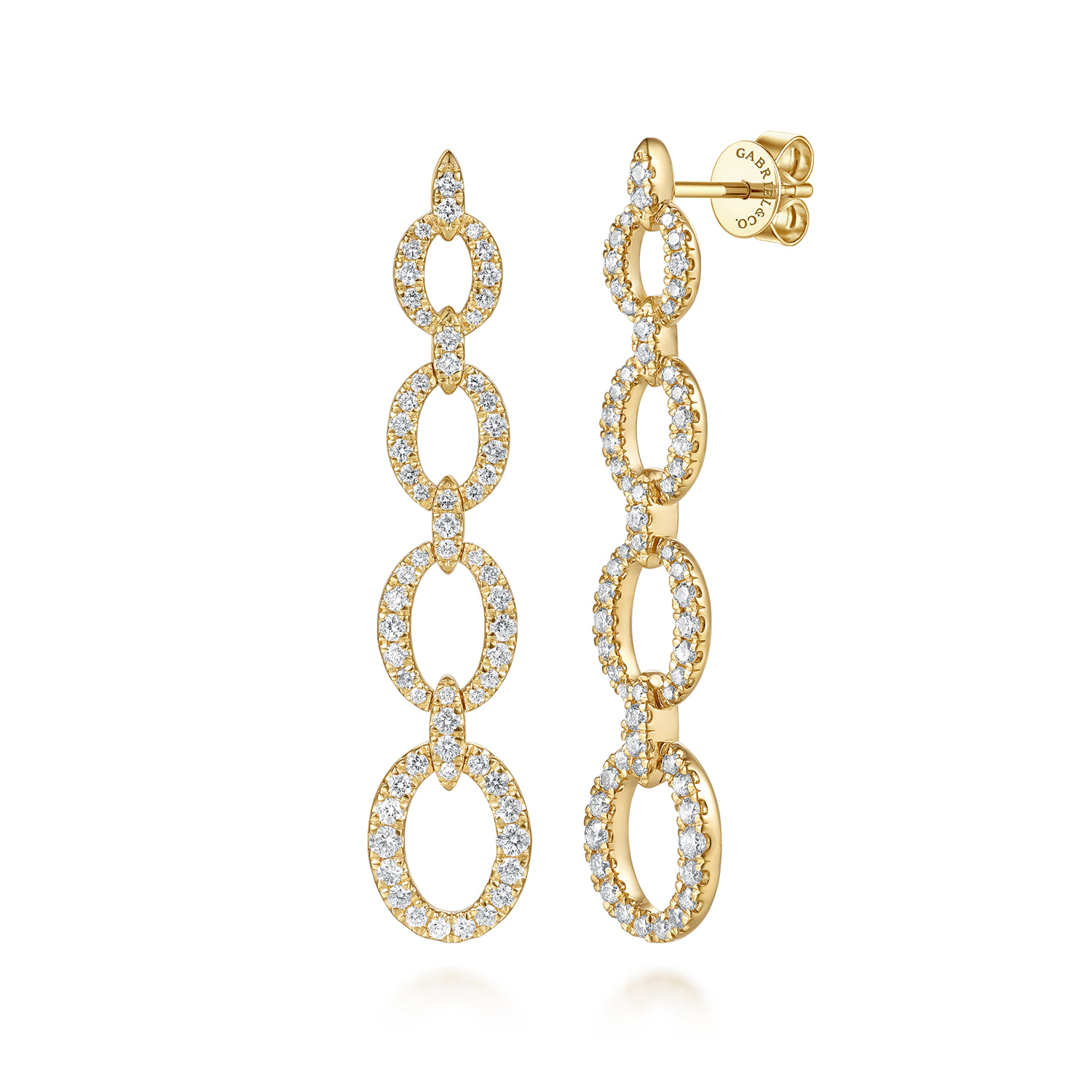 Graduating Diamond Link Stud Drop Earrings