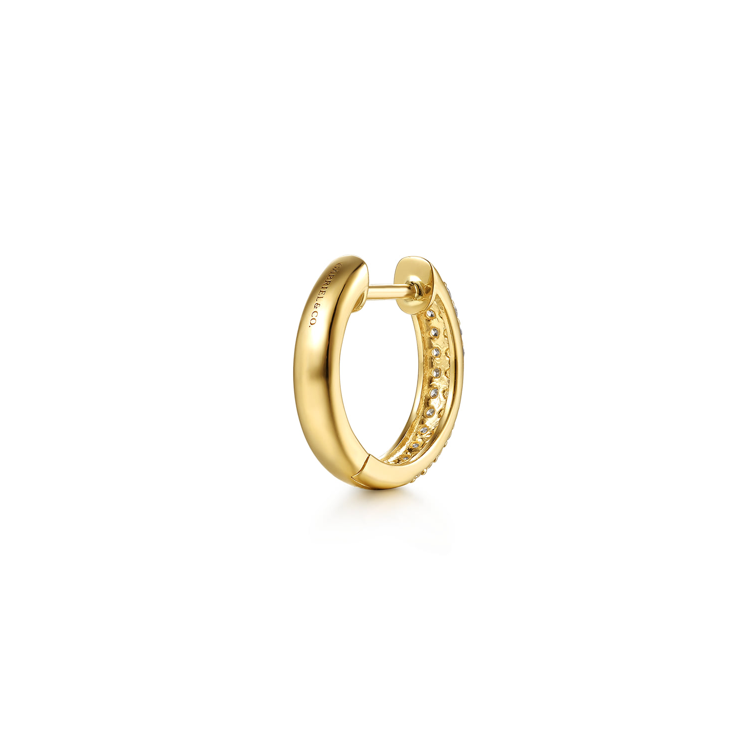 Diamond Pave Huggie Earrings in 14K Yellow Gold, photograph 2