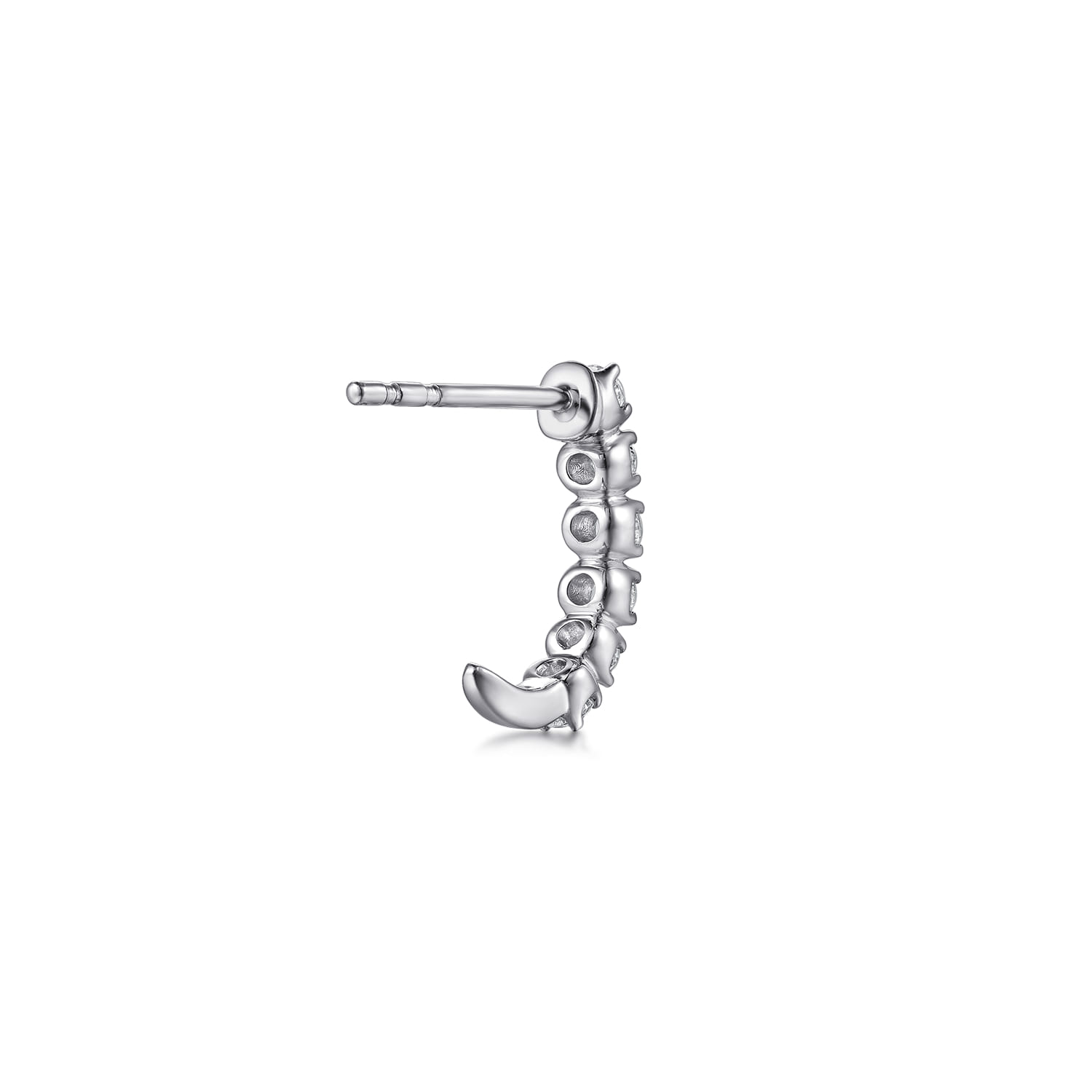 Diamond J Hoop Earrings in 14K White Gold, photograph 2