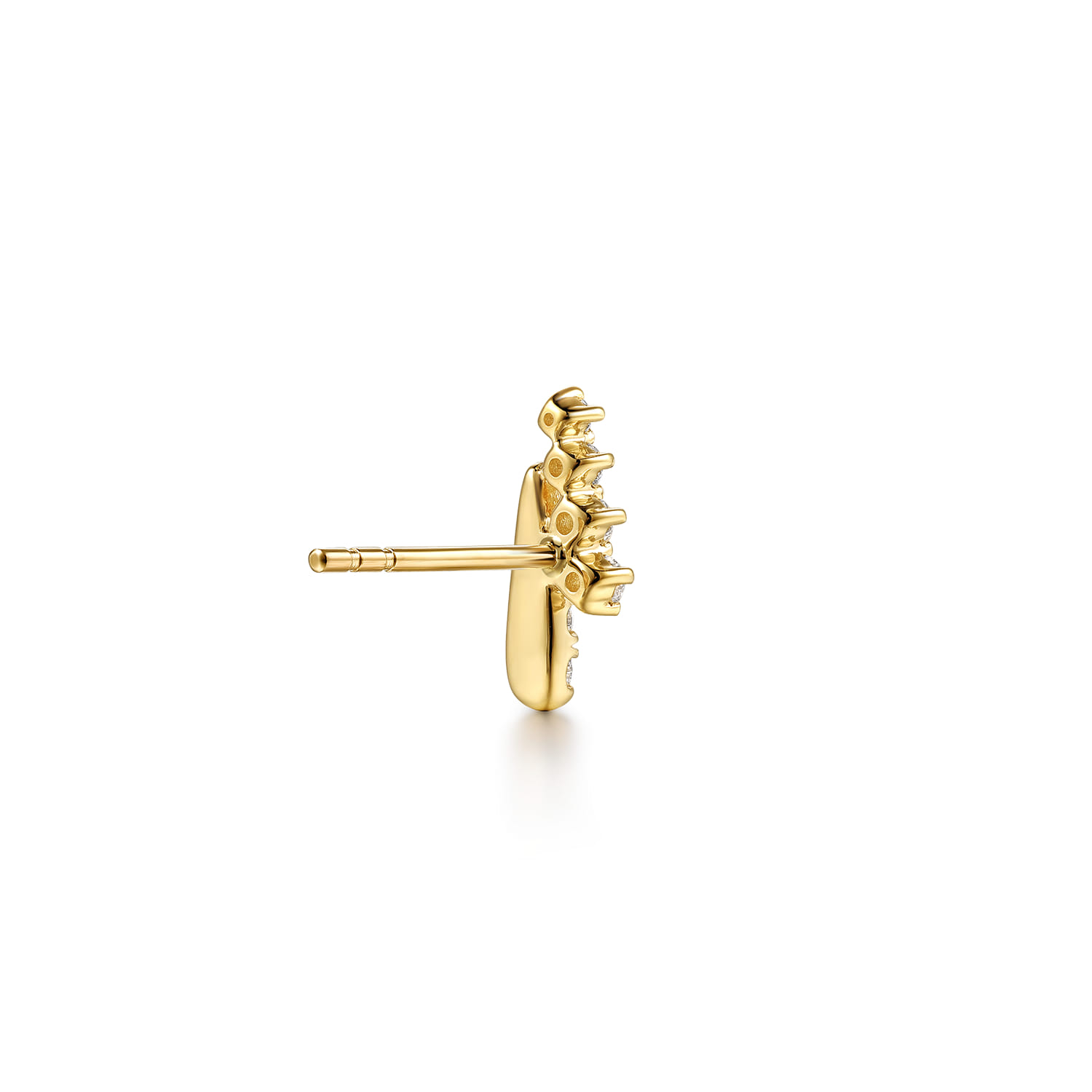 Spike Bypass Graduating Diamond Stud Earrings in 14K Yellow Gold, photograph 2