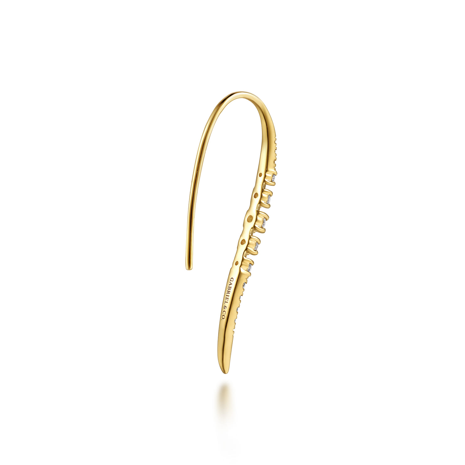 Spike Graduating Diamond Fish Wire Drop Earrings in 14K Yellow Gold, photograph 2