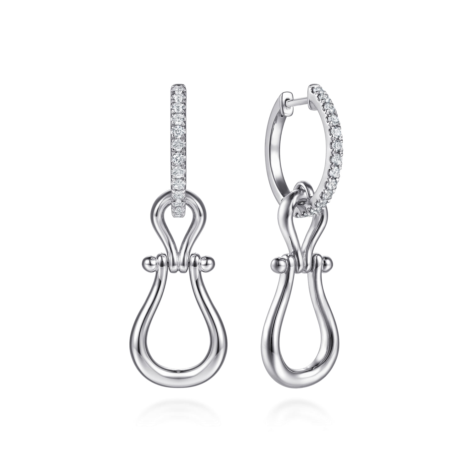 Bujukan Stirrup White Sapphire Huggie Drop Earrings