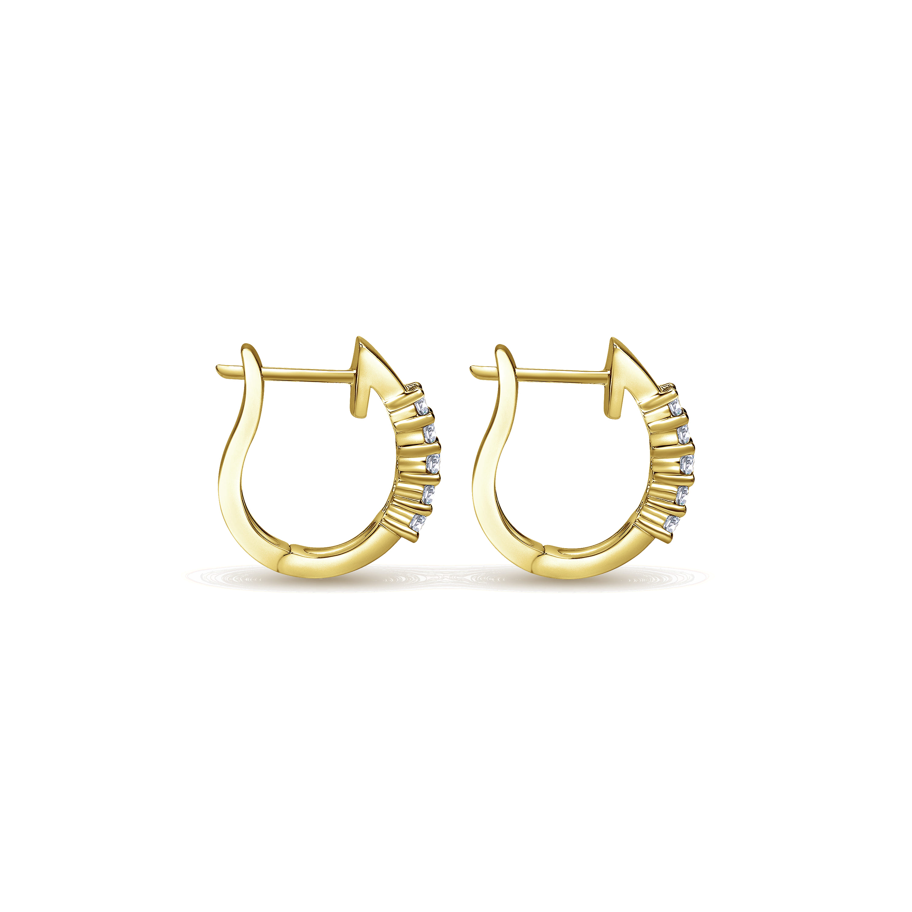 15mm Prong Set Diamond Huggies in 14K Yellow Gold, photograph 2