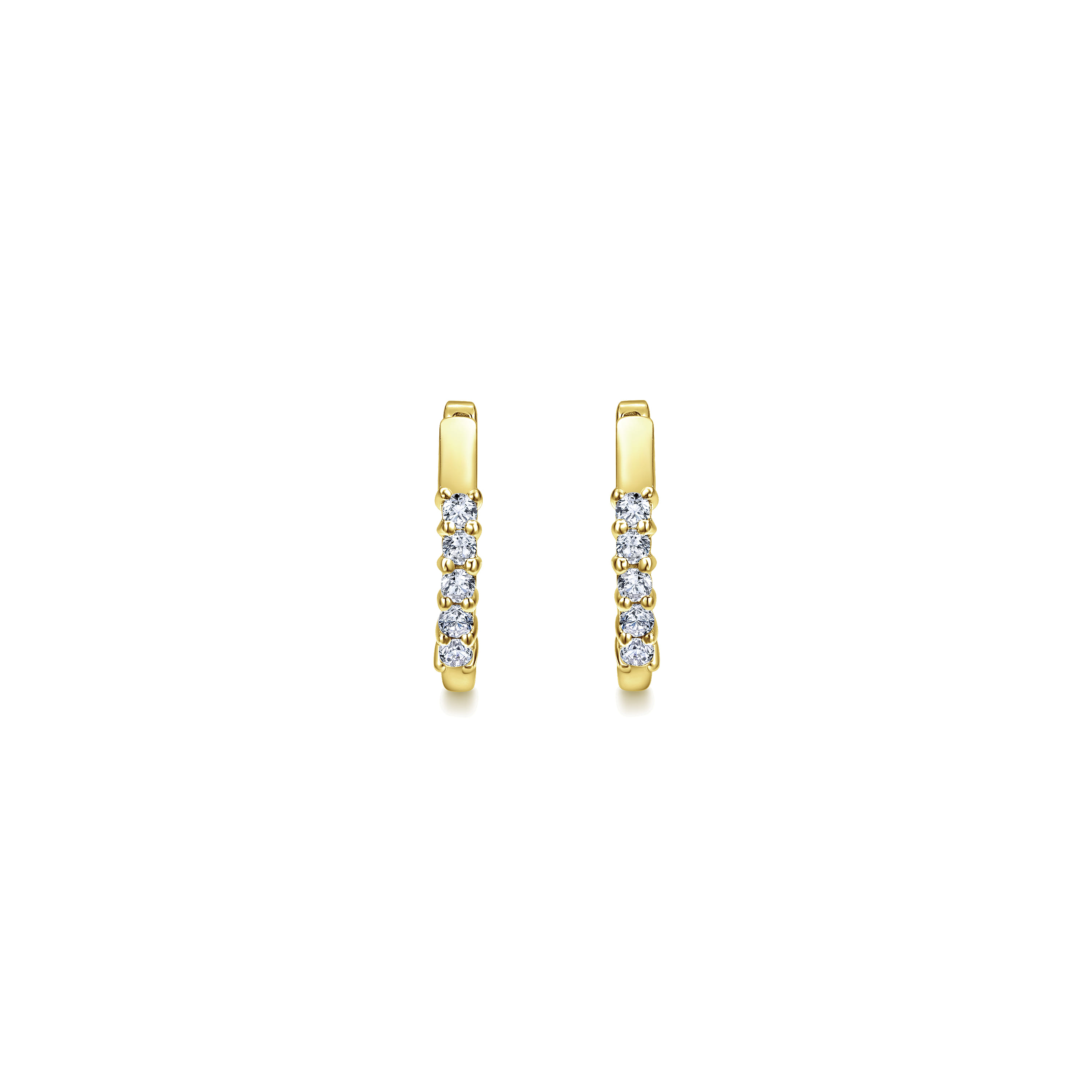 15mm Prong Set Diamond Huggies in 14K Yellow Gold, photograph 3
