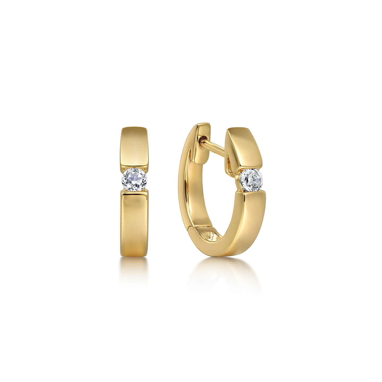 White Sapphire Huggie Earrings in Size 15mm