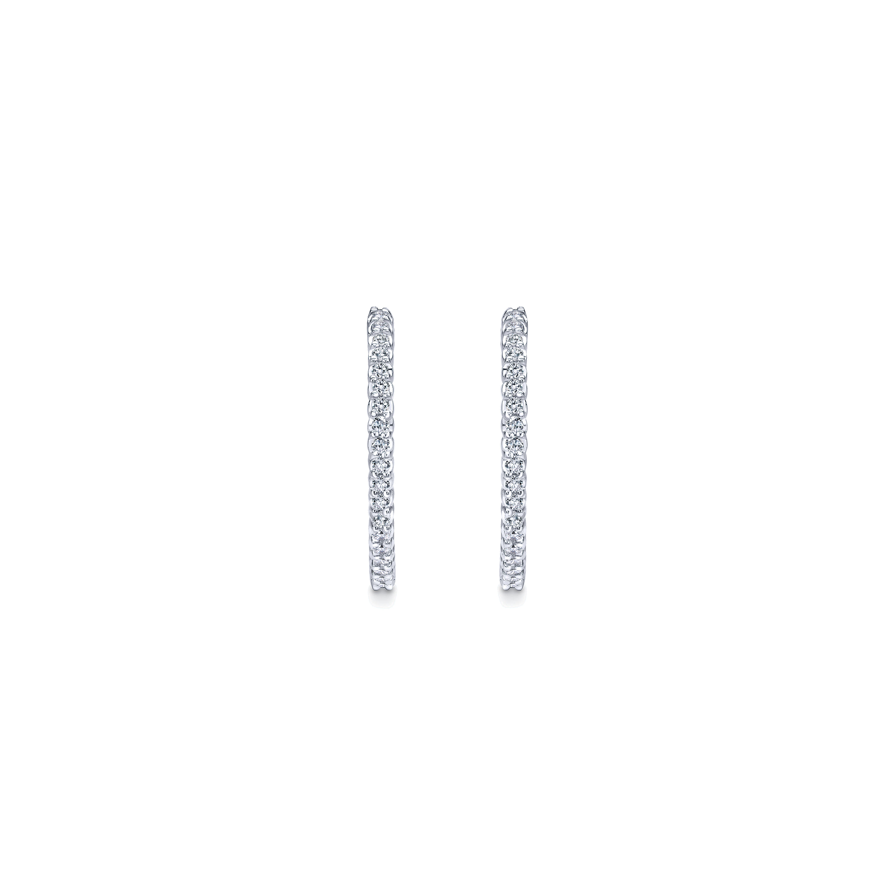 25mm Inside Out Diamond Hoop Earrings in 14K White Gold, photograph 3