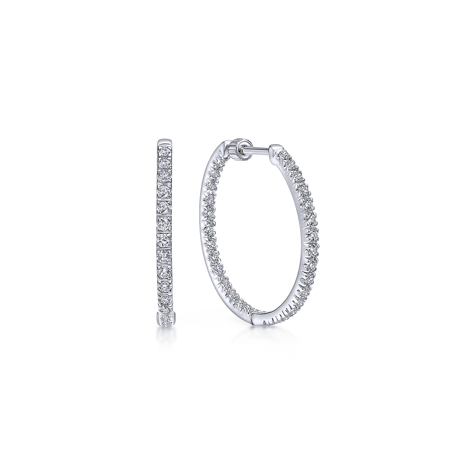 20mm Inside Out Diamond Hoop Earrings in 14K White Gold