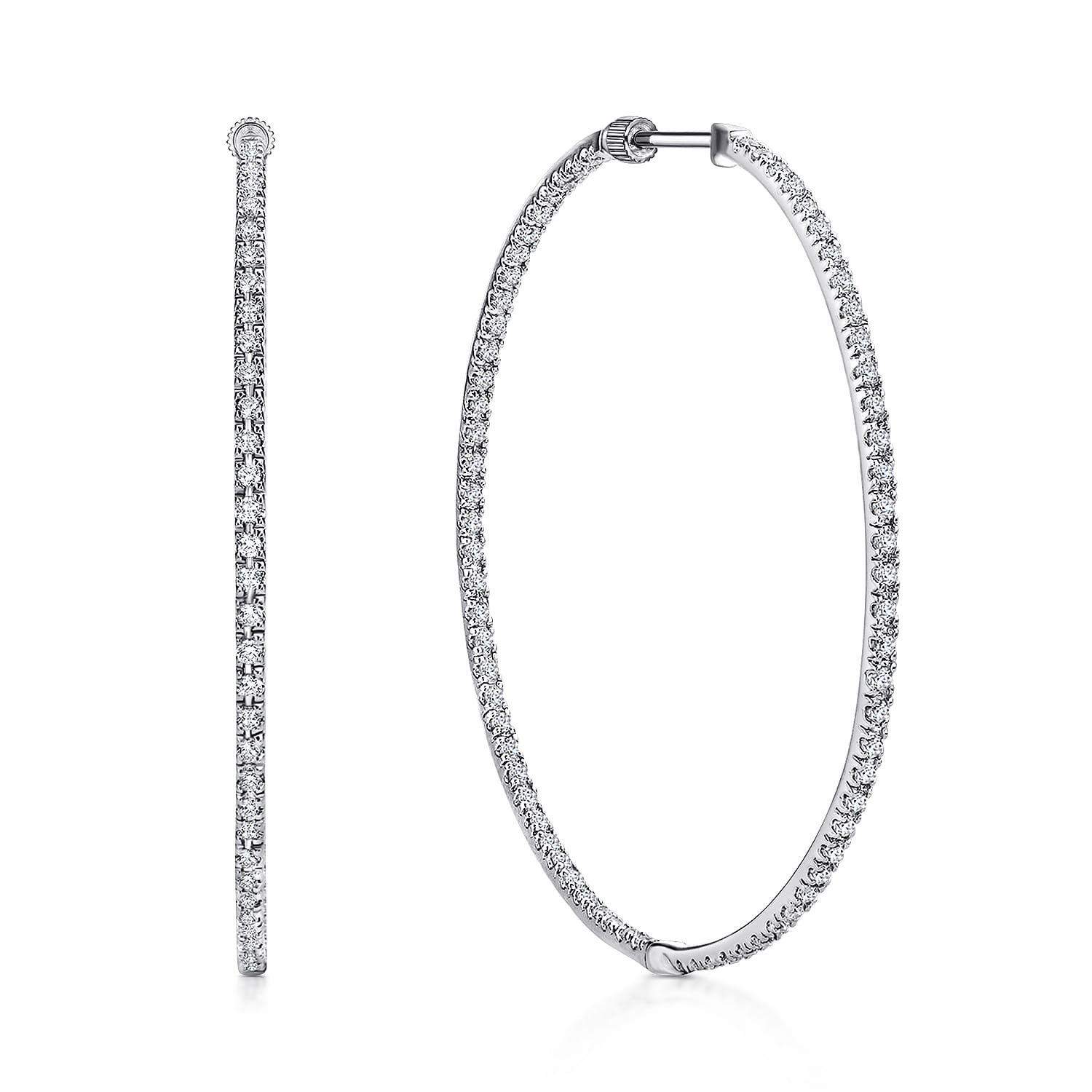 50mm Inside Out Diamond Hoop Earrings