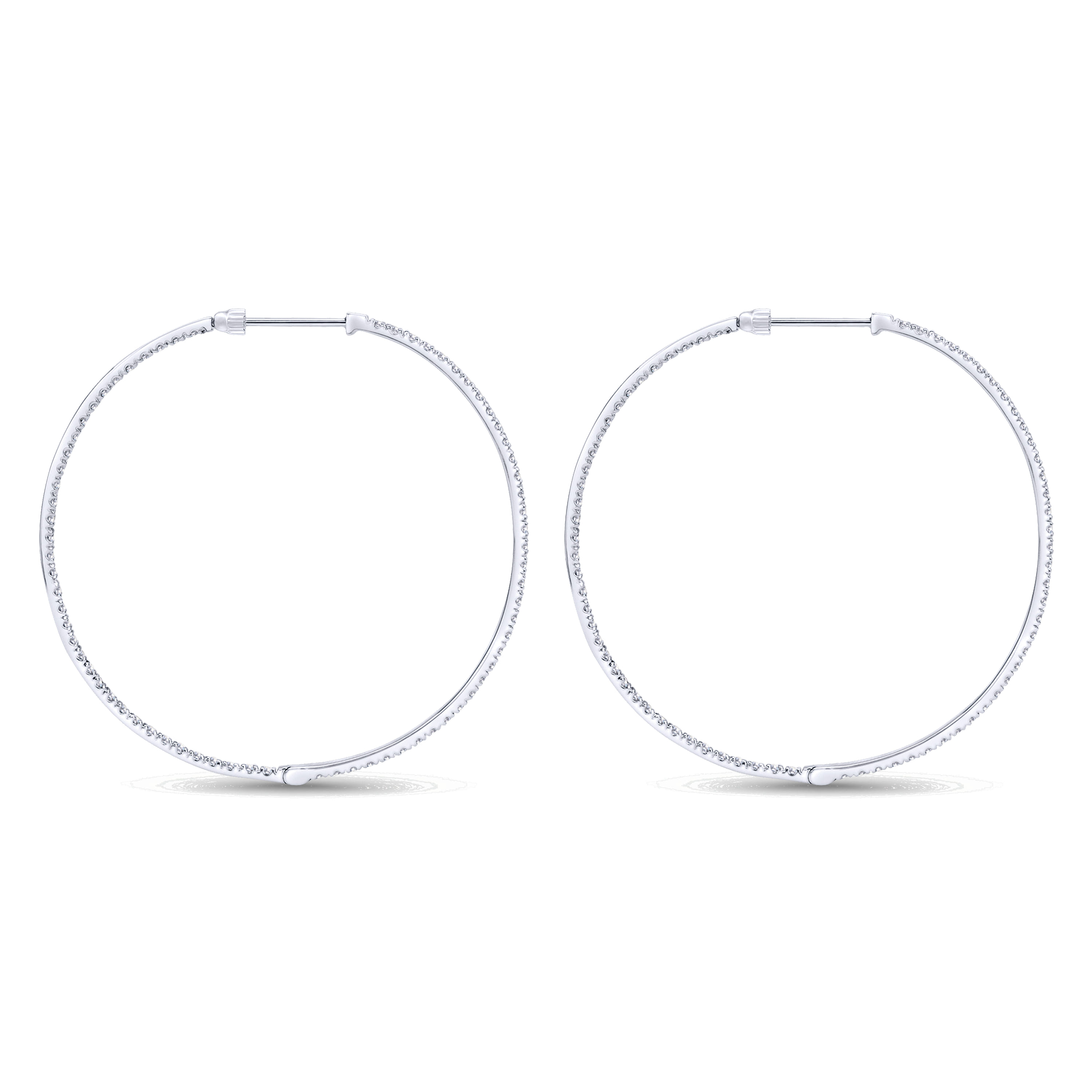 50mm Inside Out Diamond Hoop Earrings in 14K White Gold, photograph 2