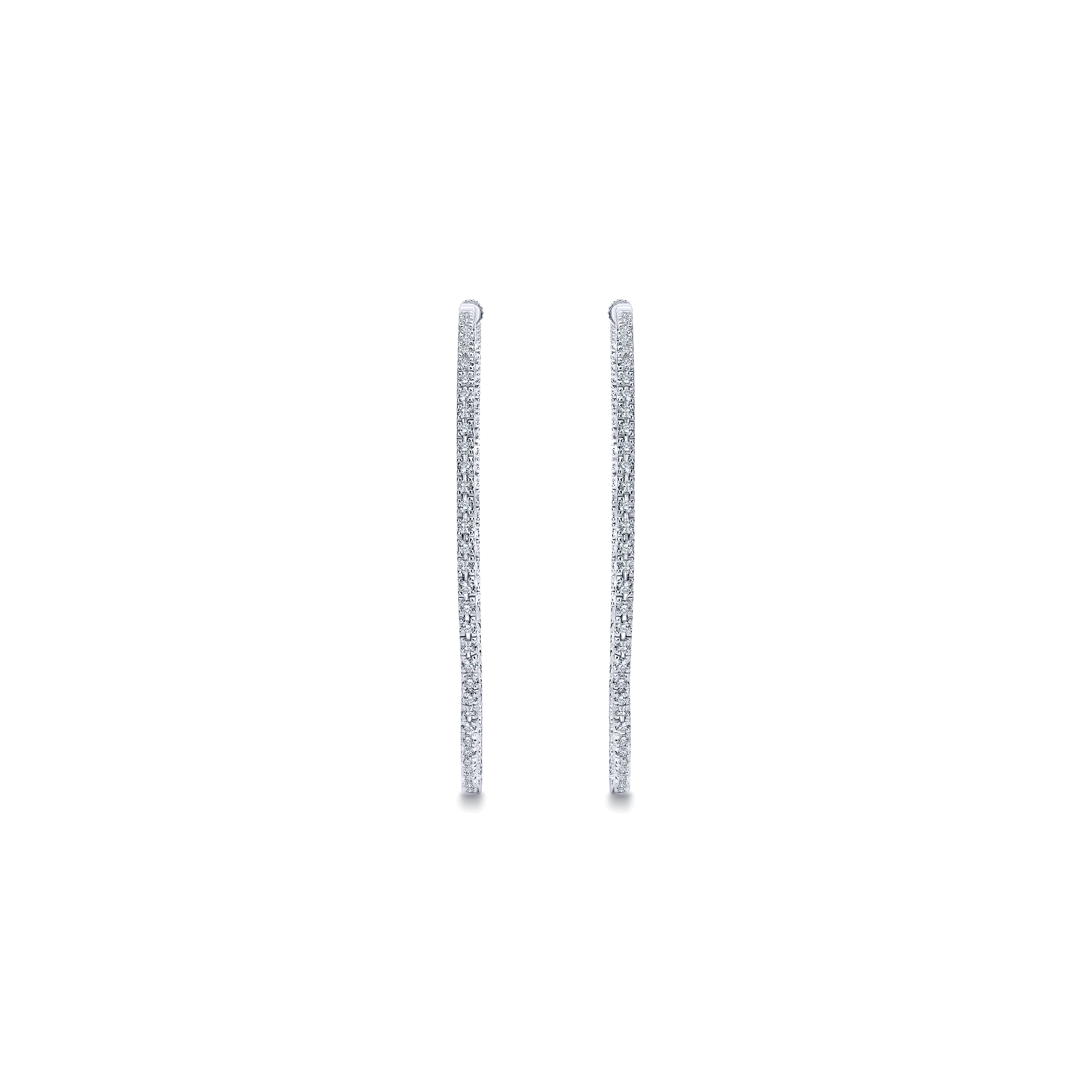 50mm Inside Out Diamond Hoop Earrings in 14K White Gold, photograph 3