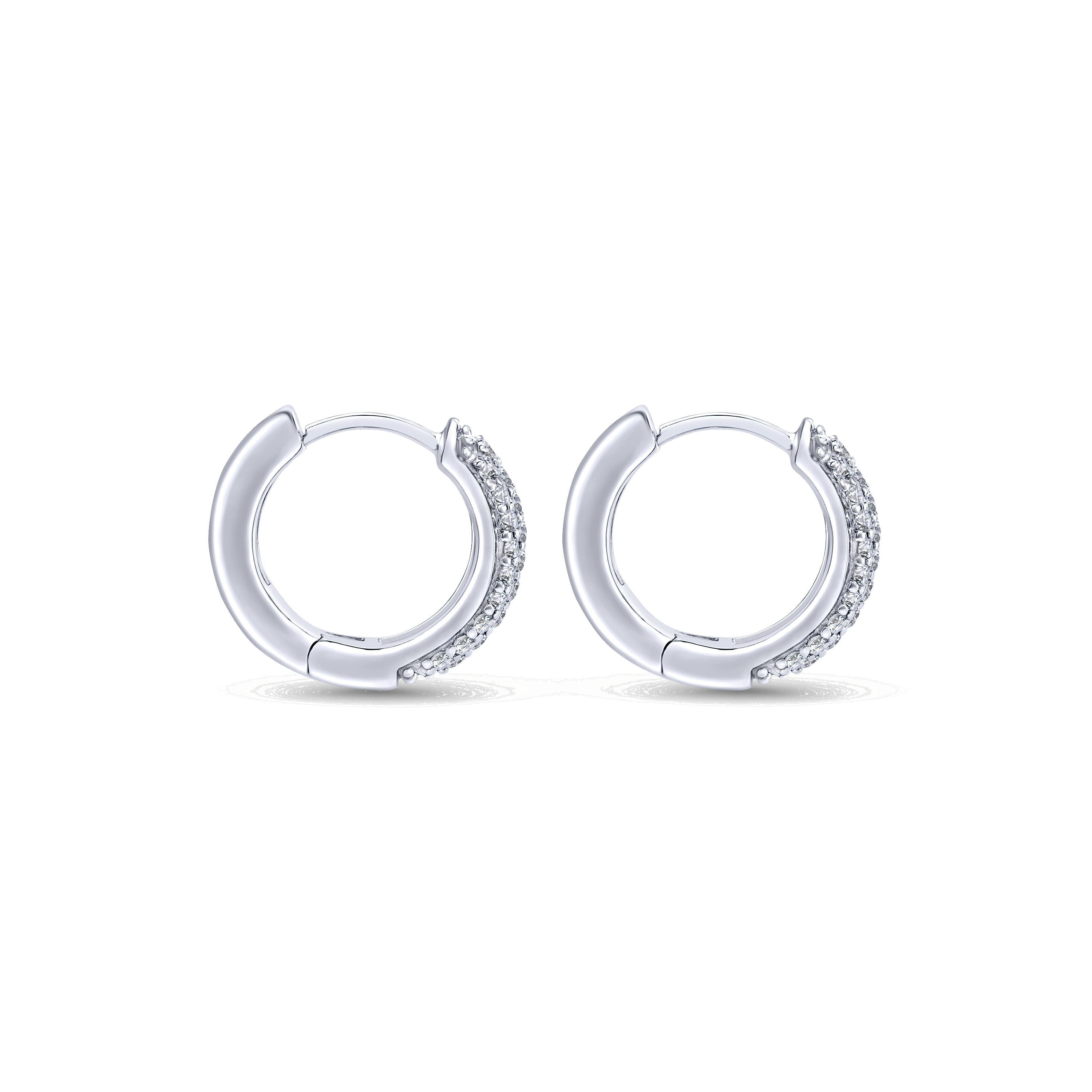 15mm Diamond Huggies in 14K White Gold, photograph 2