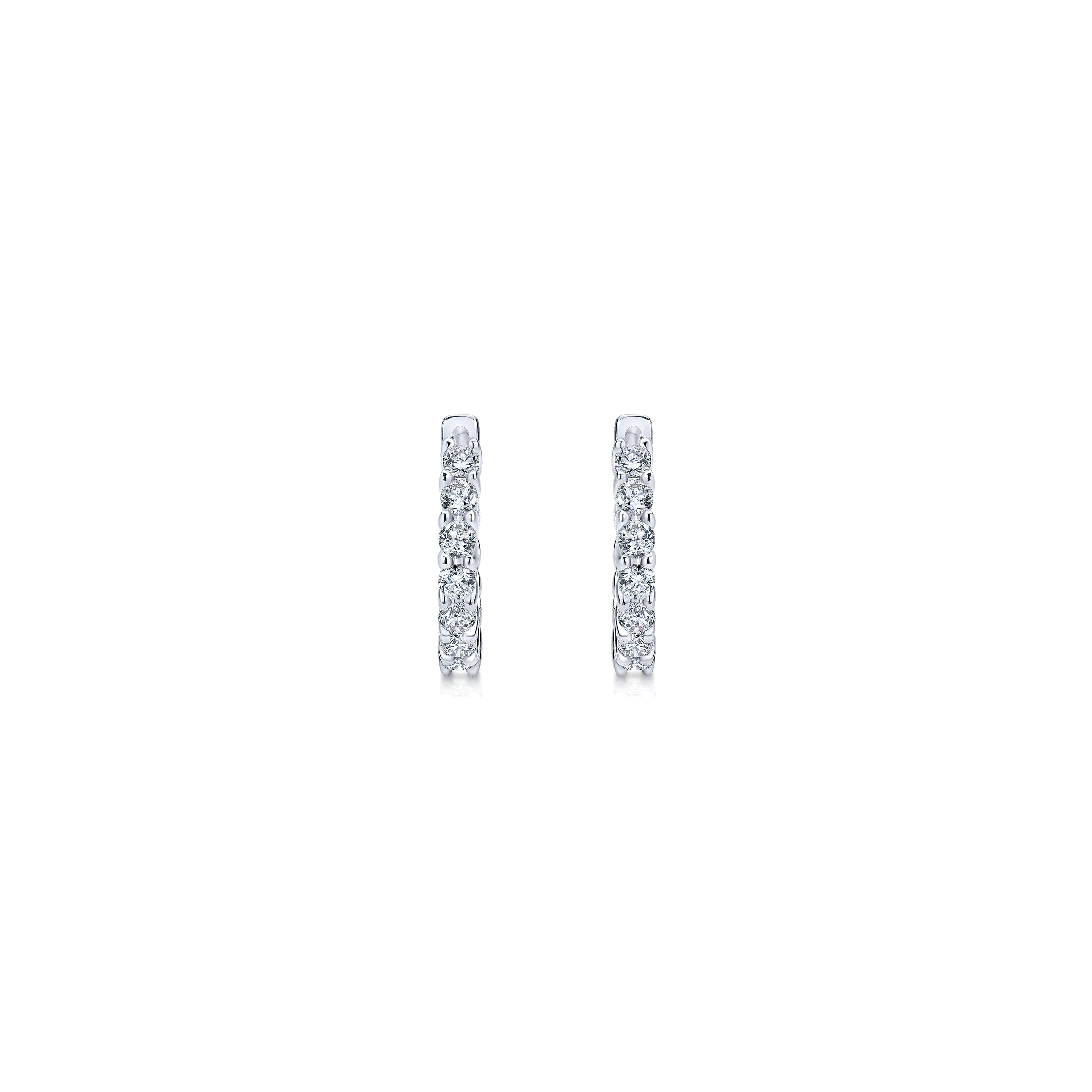 Prong Set 10mm Classic Diamond Hoop Earrings in 14K White Gold, photograph 3