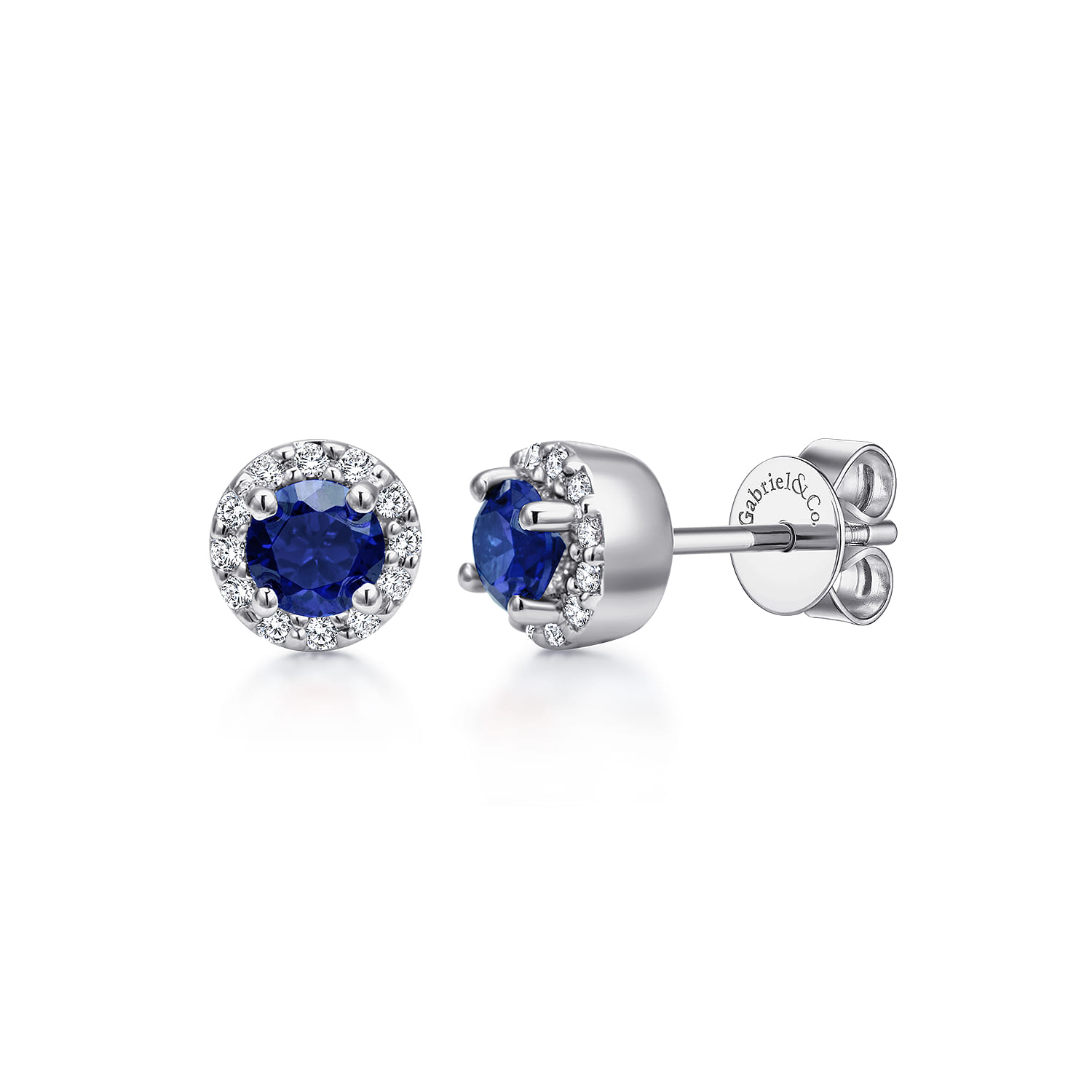 Sapphire and Diamond Halo Stud Earrings