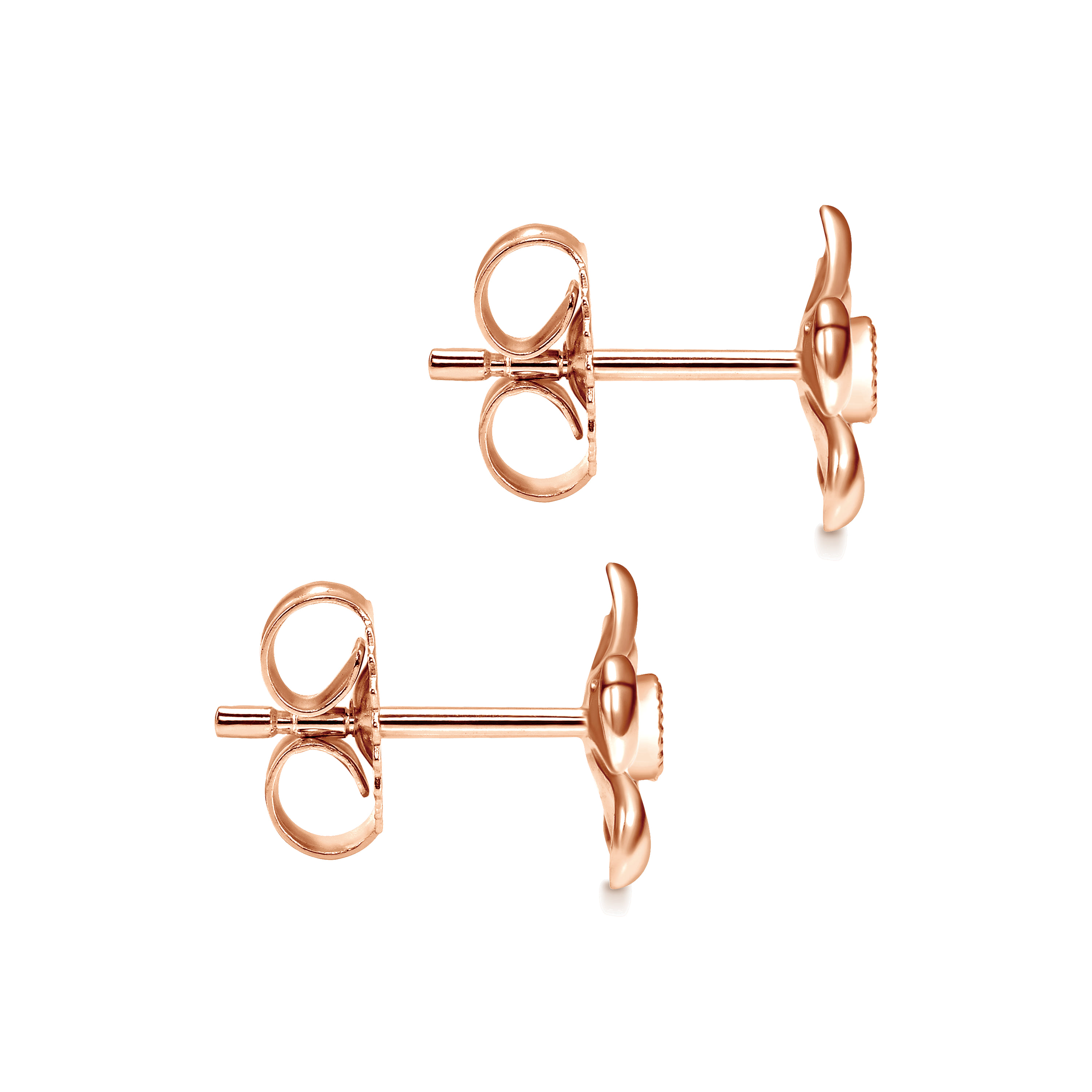 Floral Diamond Stud Earrings in 14K Rose Gold, photograph 2