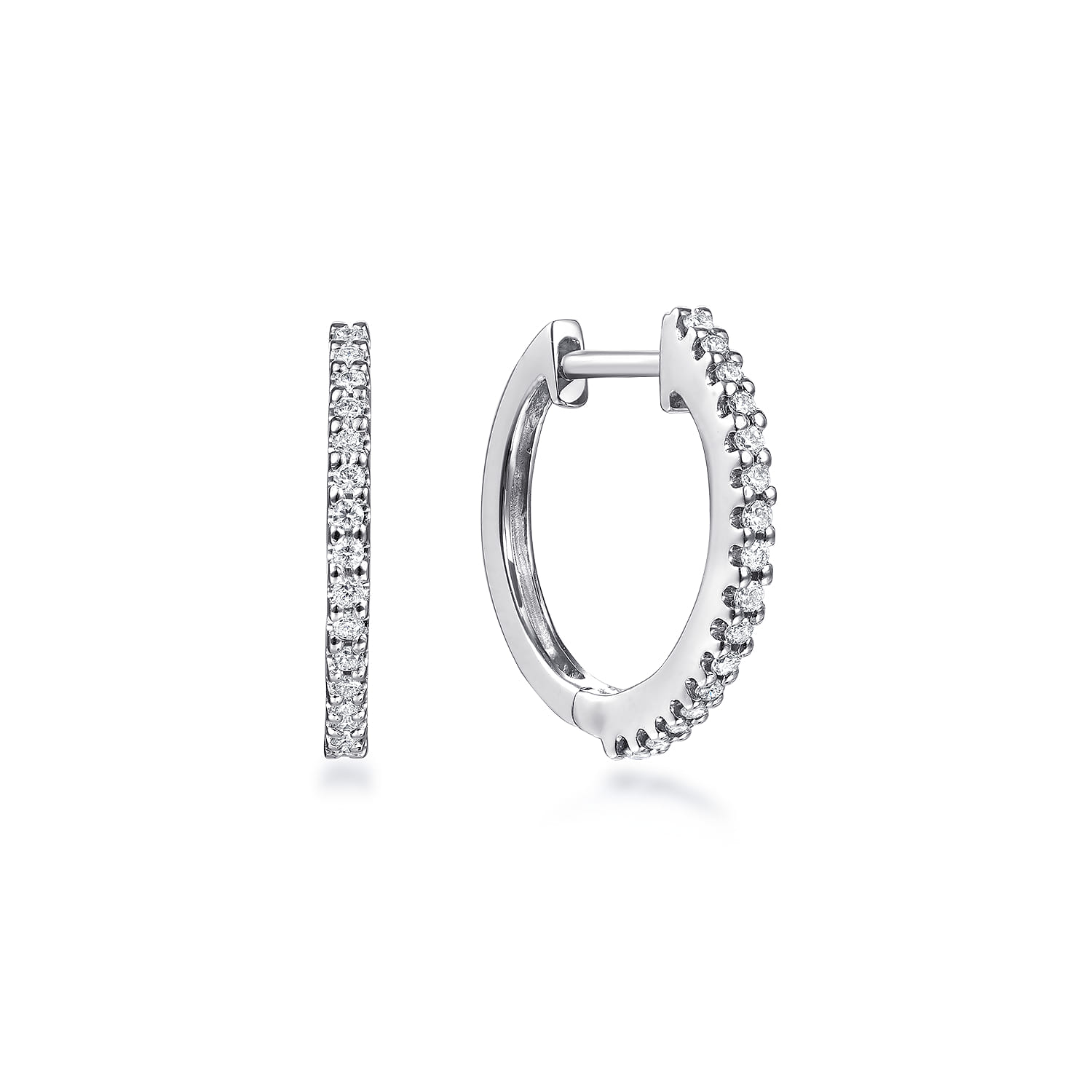Scalloped 15mm Diamond Huggie Earrings