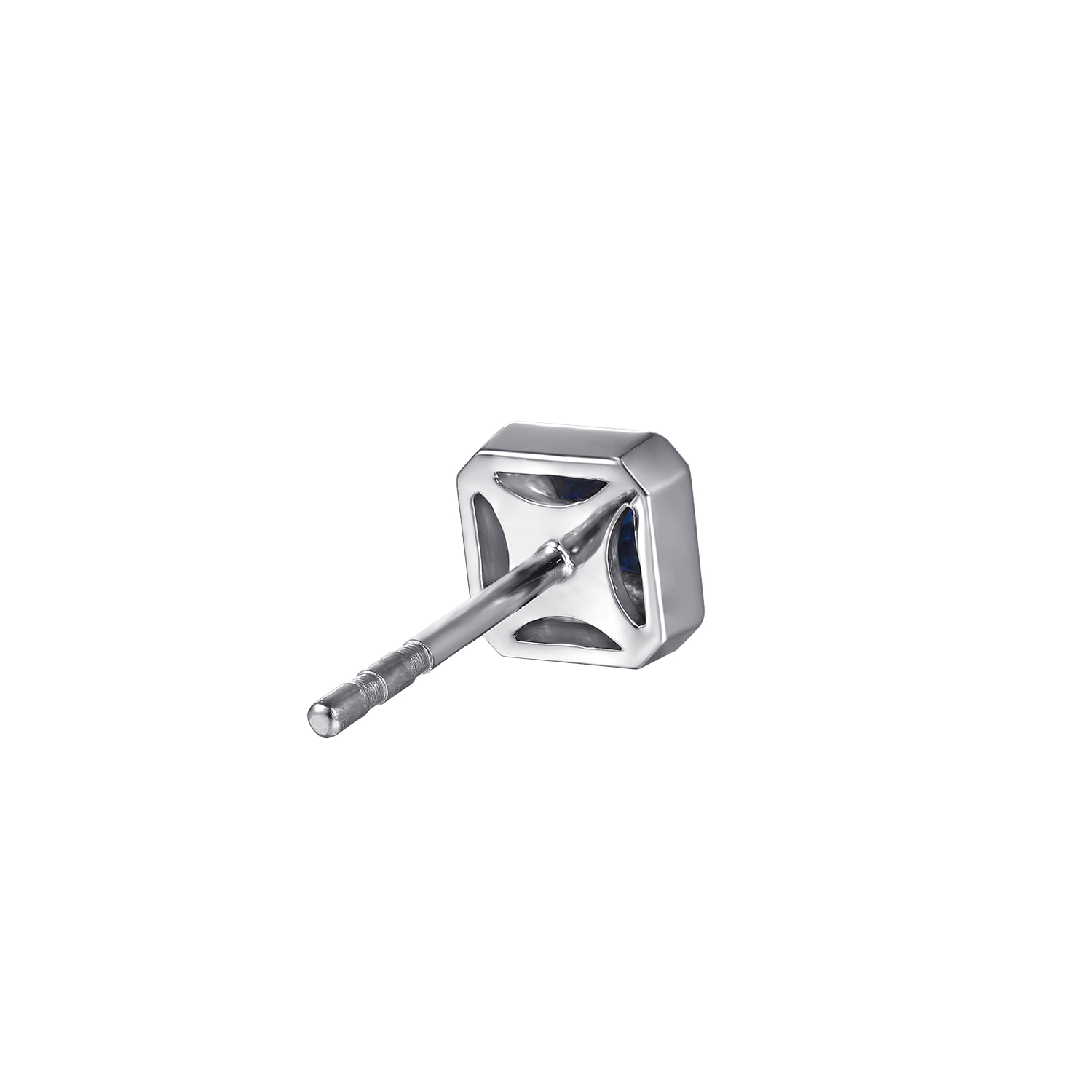Sapphire Mens Angular Cuts Single Stud Earring in Sterling Silver, photograph 3