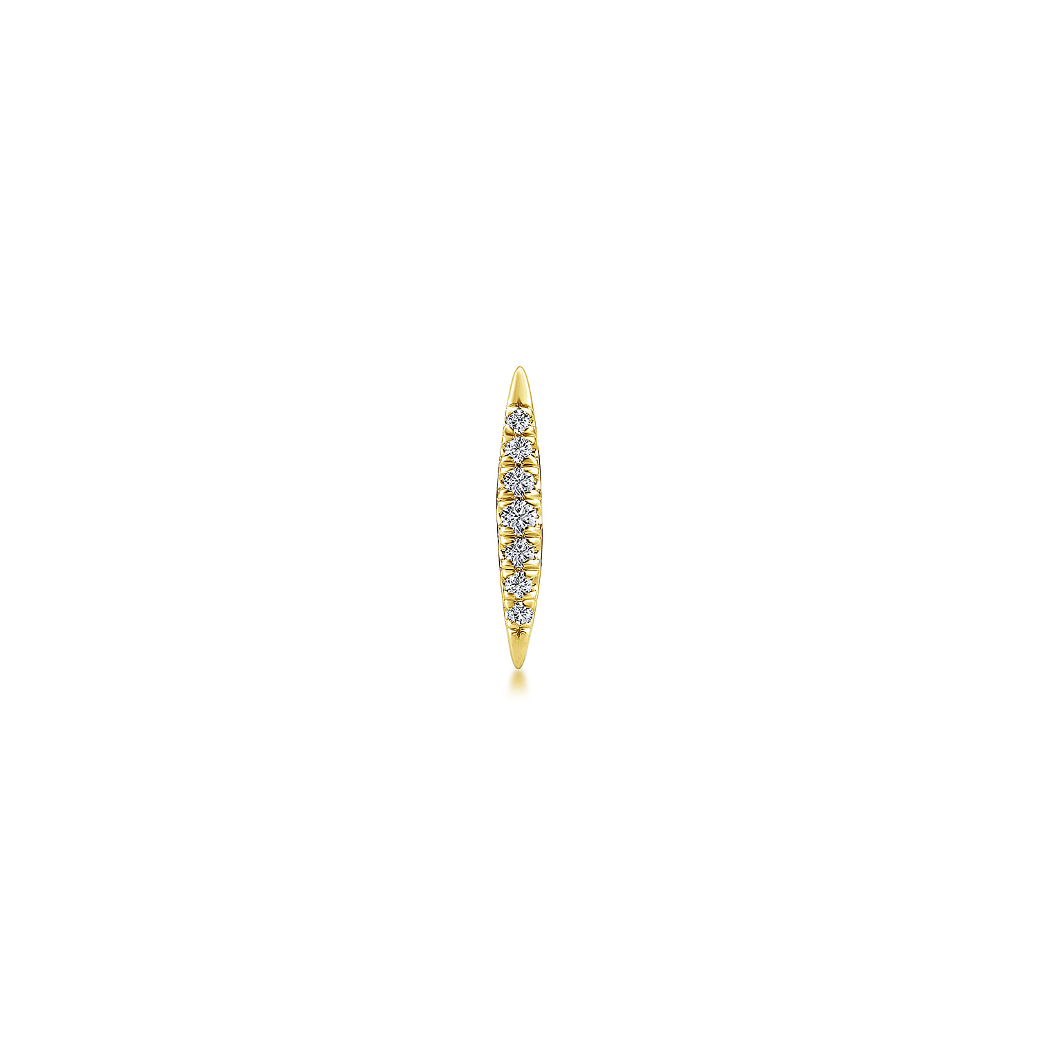 Pave Diamond Spiked Stud Single Earring in 14K Yellow Gold, photograph 2