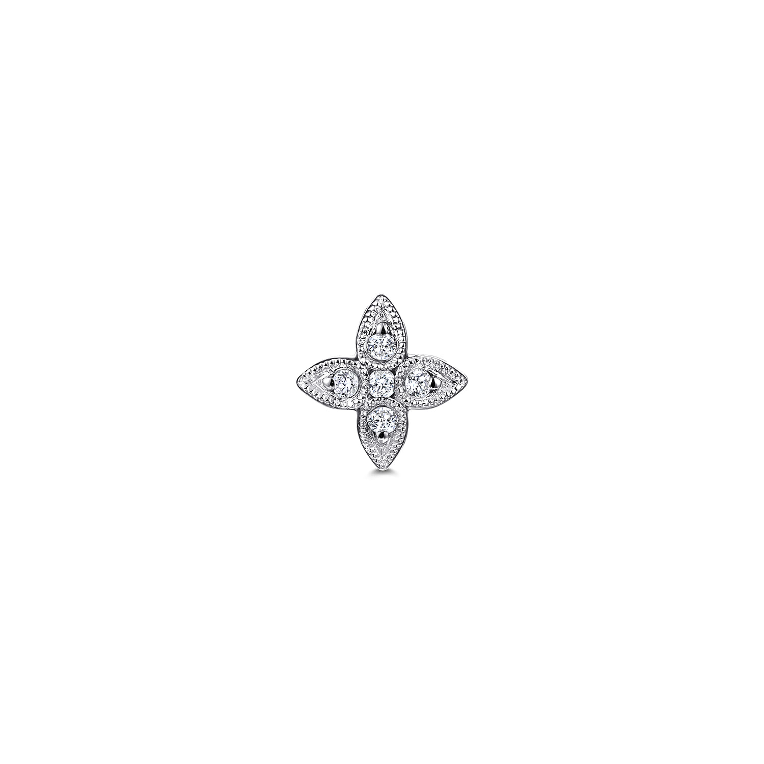 Diamond Stud Single Earring in 14K White Gold, photograph 2
