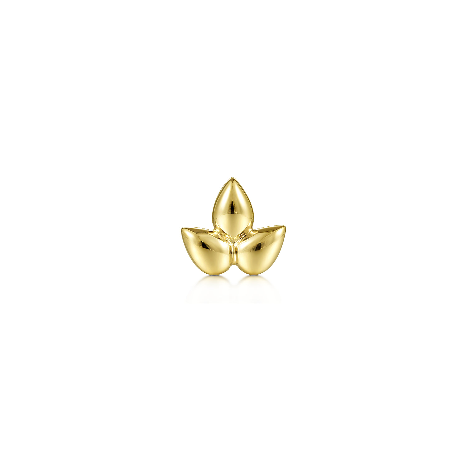 Triple Teardrop Single Stud Earring in 14K Yellow Gold, photograph 2