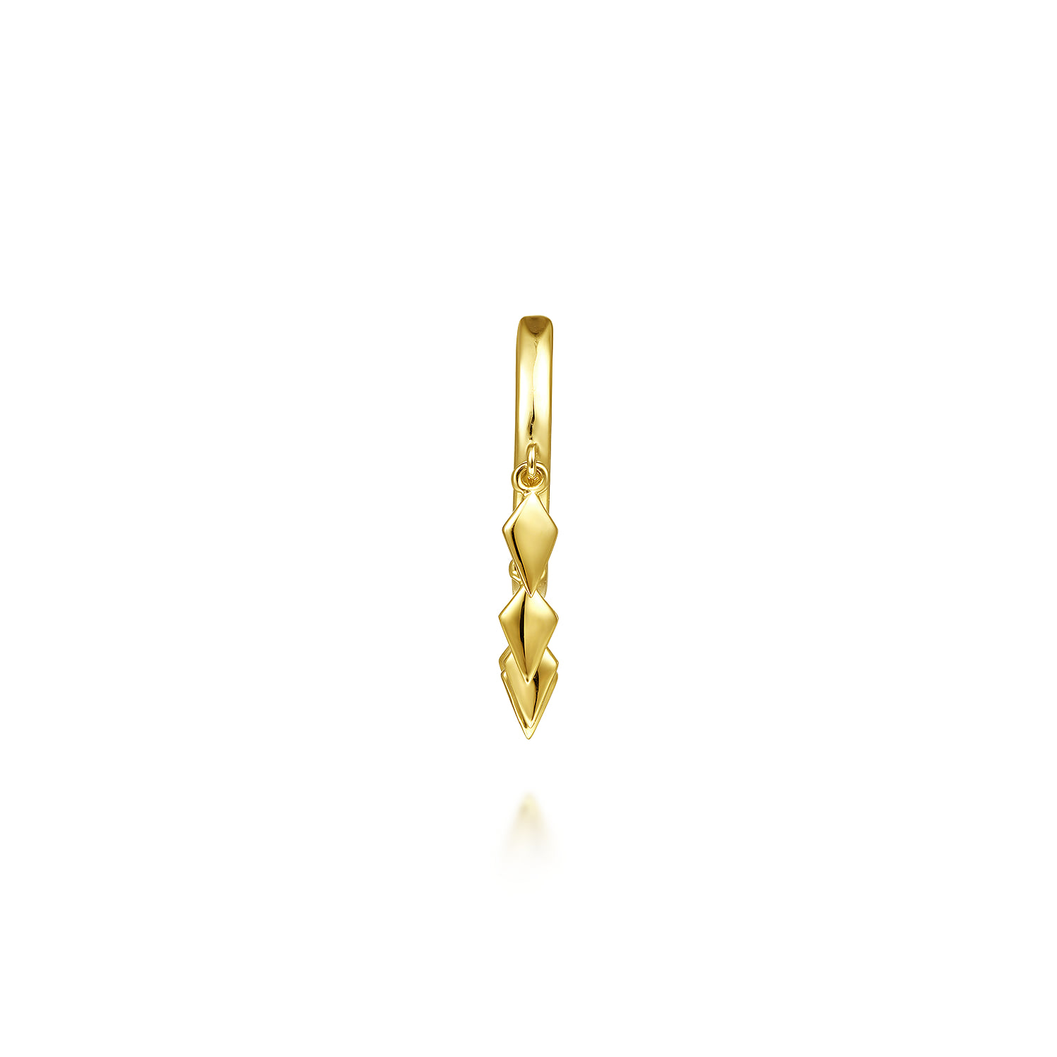 Single Huggie with Spear Drops in 14K Yellow Gold, photograph 2