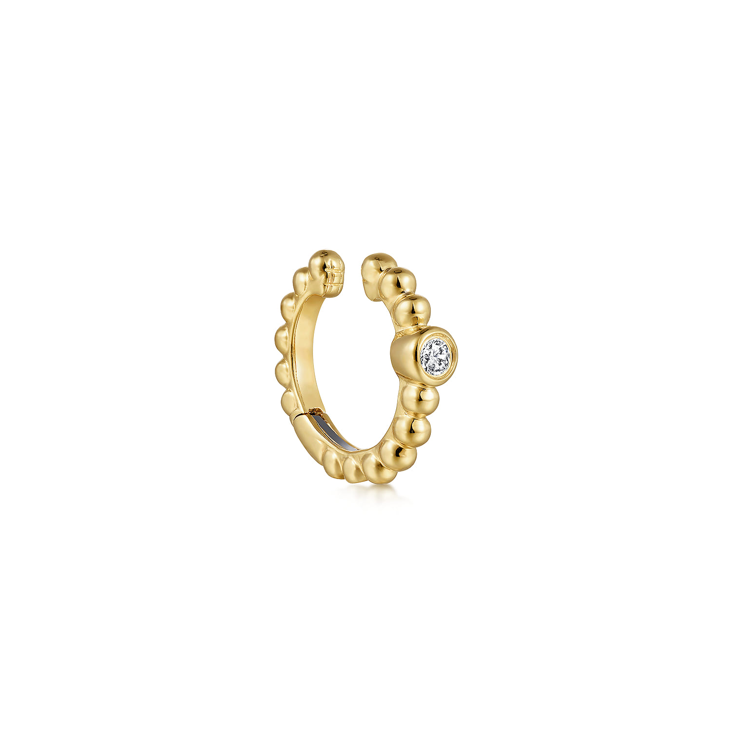 Bujukan Bezel Set Diamond Single Ear Cuff in 14K Yellow Gold, photograph 2