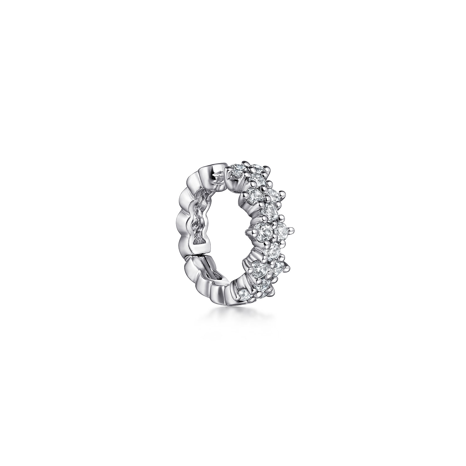 Single Diamond Ear Cuff in 14K White Gold, photograph 2