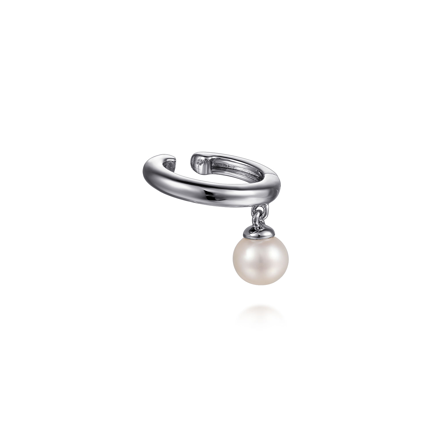 14K White Gold Ear Cuff With 5mm Hanging Pearl @ $475. Shop