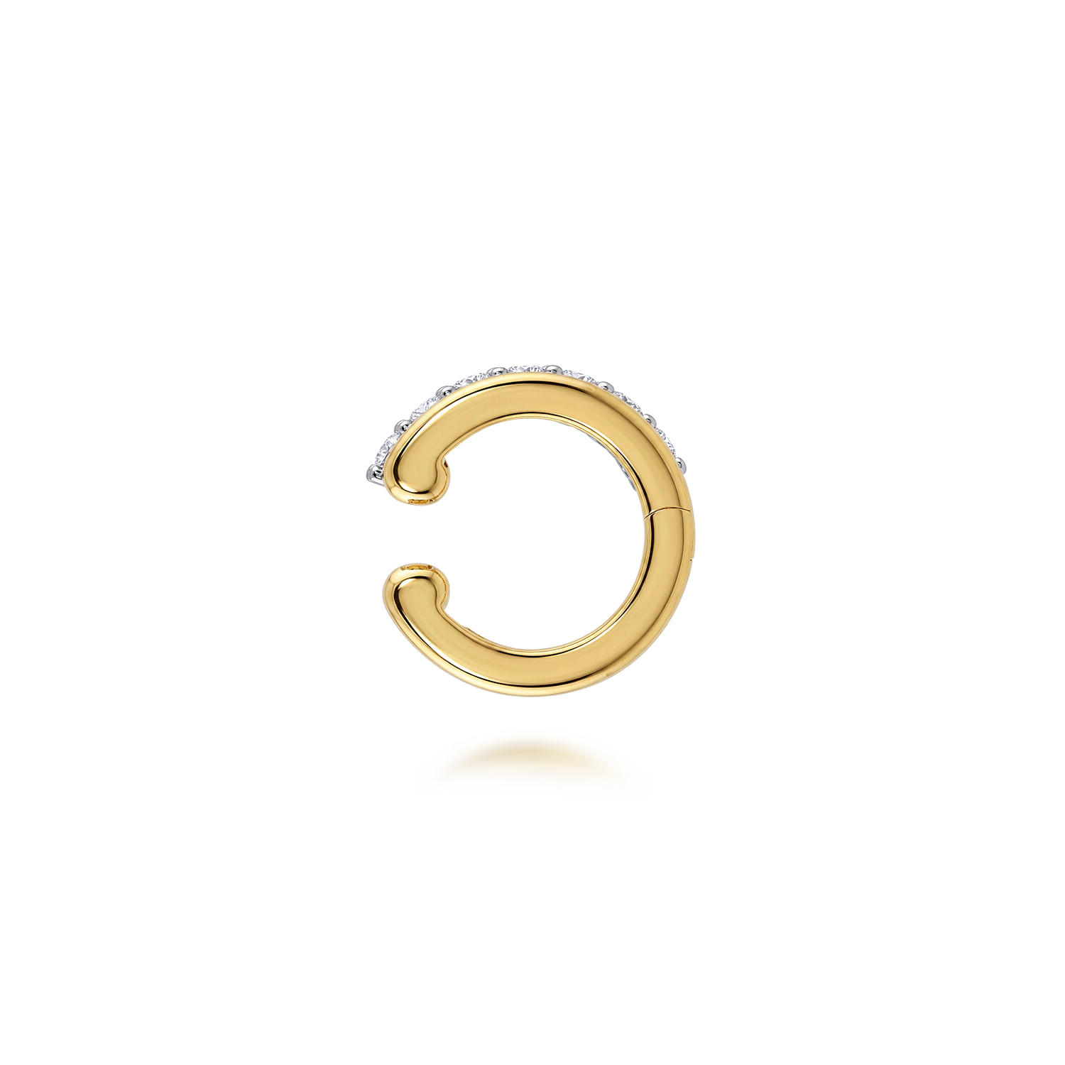 Prong Set Diamond Multi Row Single Ear Cuff in 14K White/Yellow Gold, photograph 3