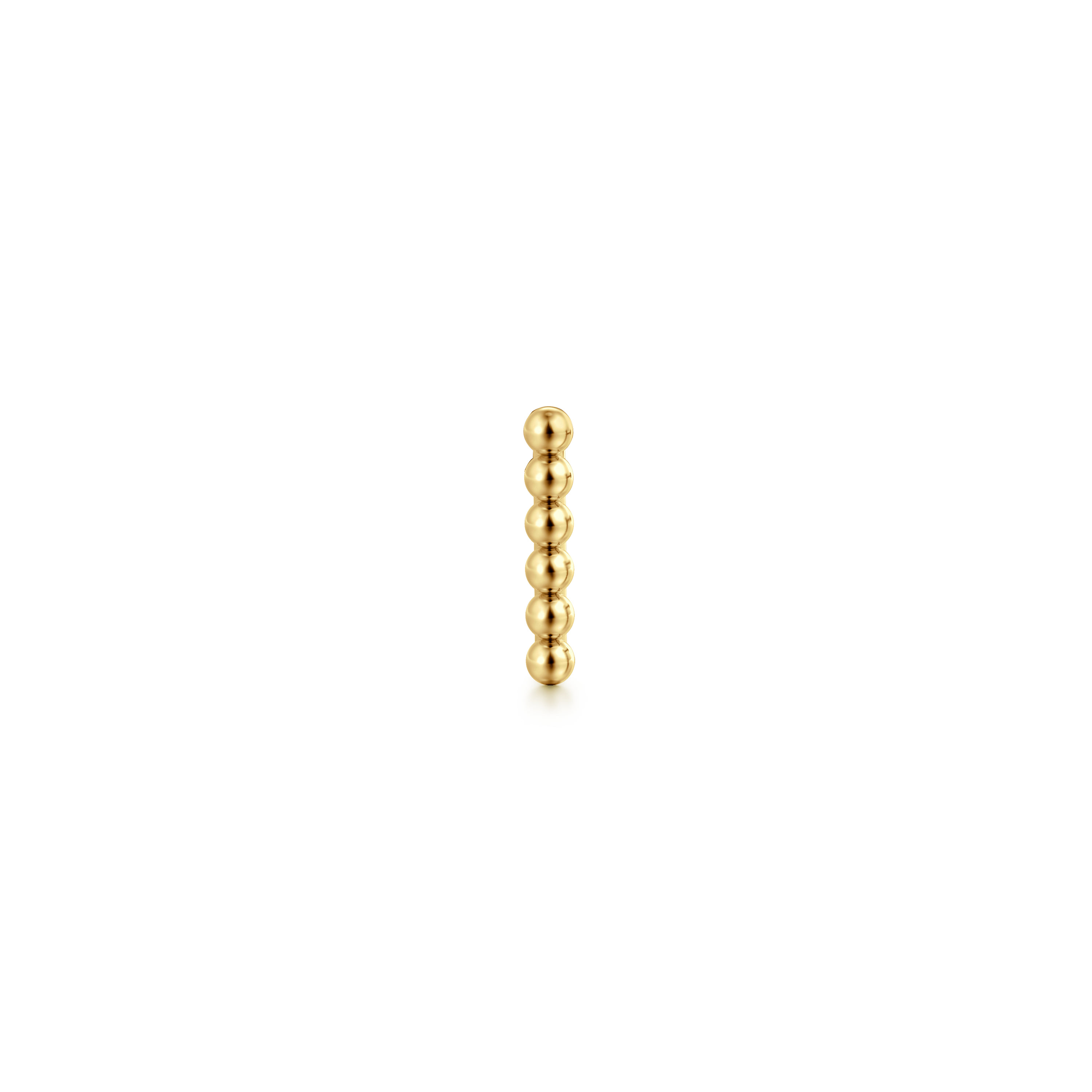 Beaded Bar Flat Back Stud Single Earring in 14K Yellow Gold, photograph 2
