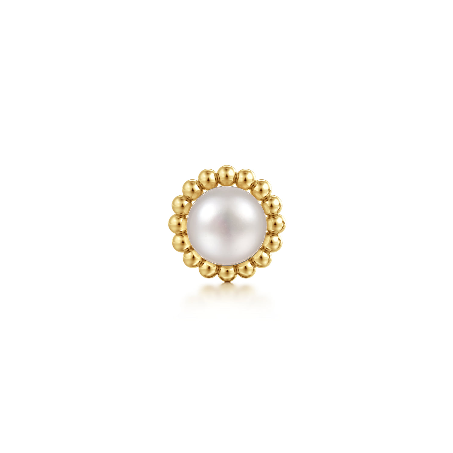 Pearl Flat Back Stud Single Earring in 14K Yellow Gold, photograph 2