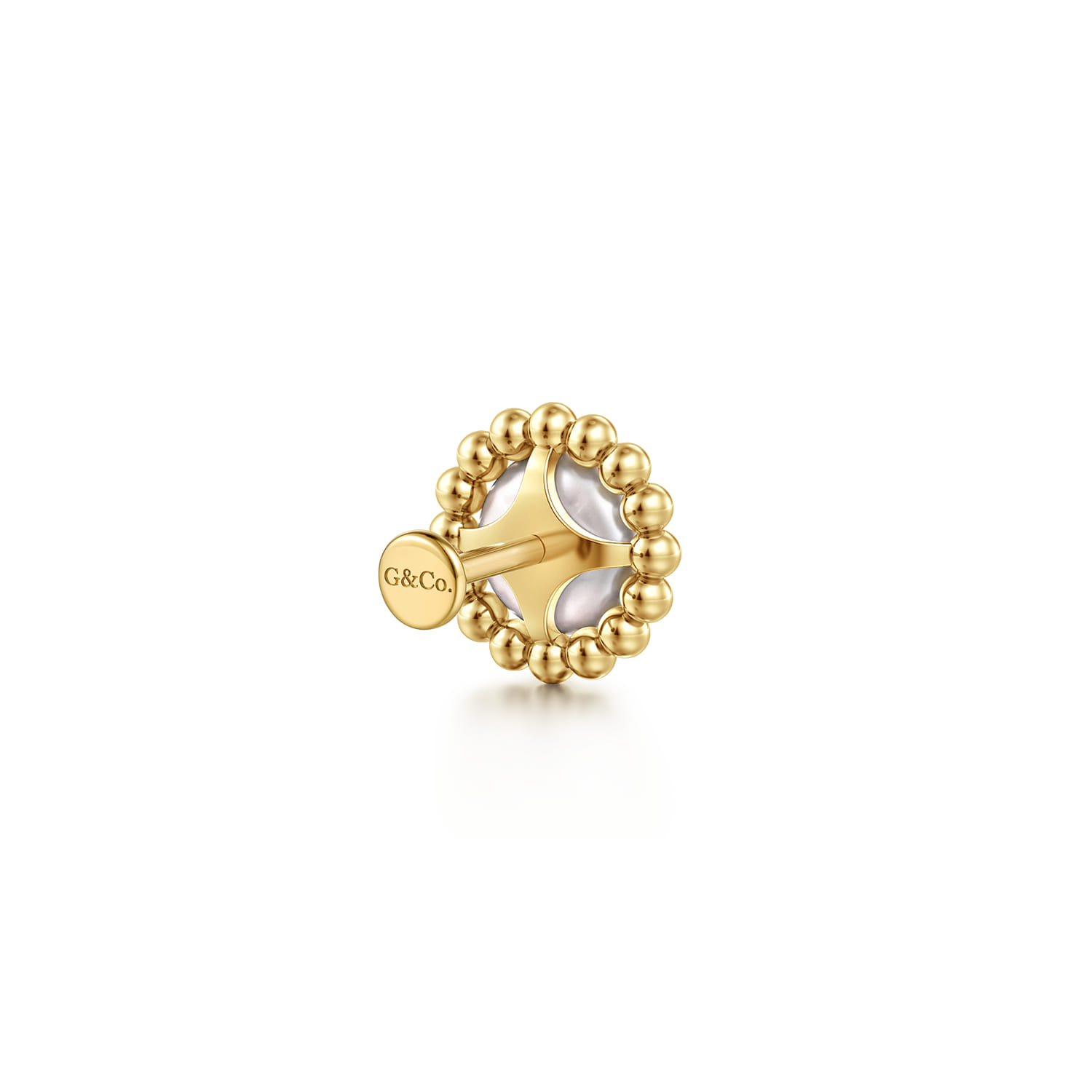 Pearl Flat Back Stud Single Earring in 14K Yellow Gold, photograph 3
