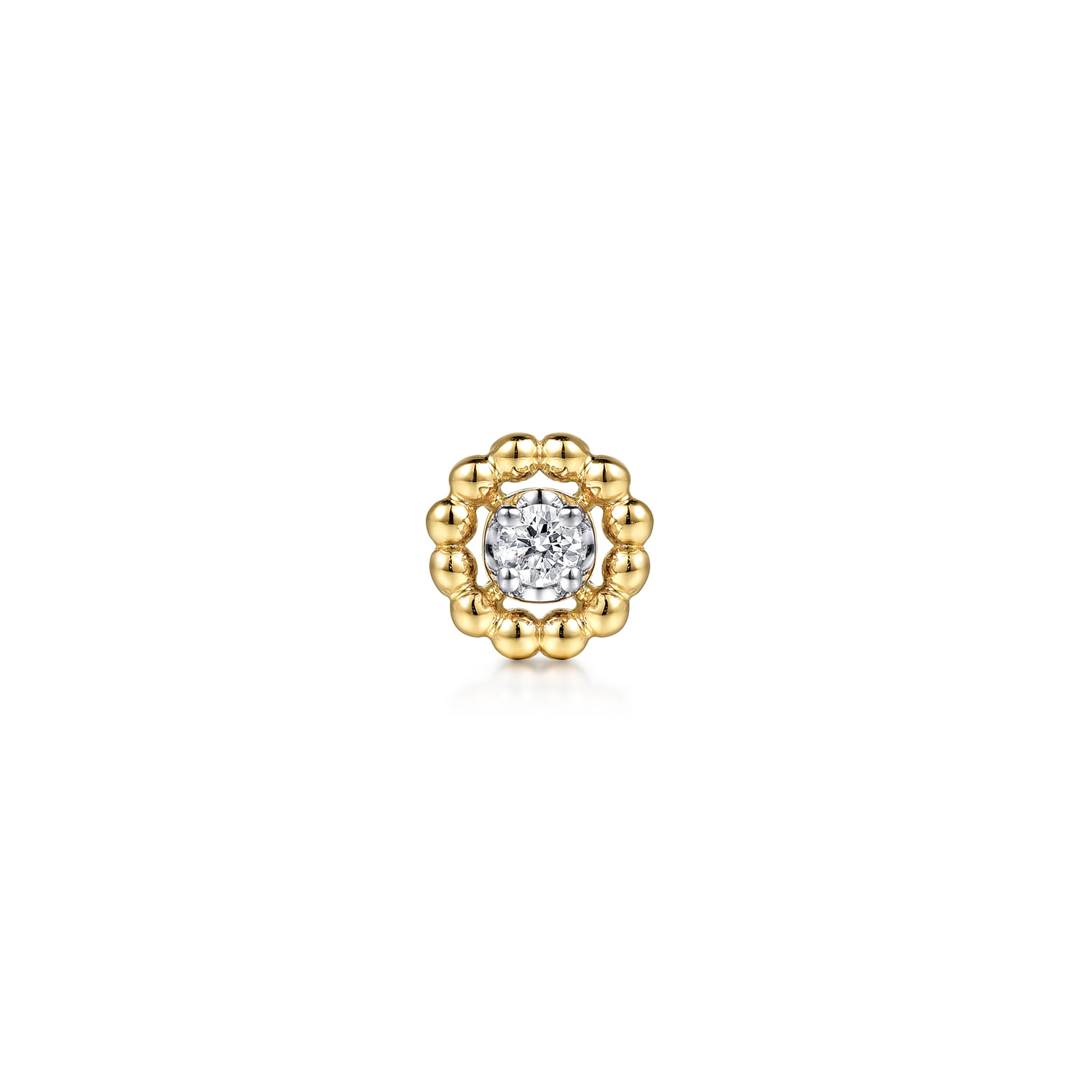 Bujukan Diamond Single Flatback Stud Earring in 14K White/Yellow Gold, photograph 2