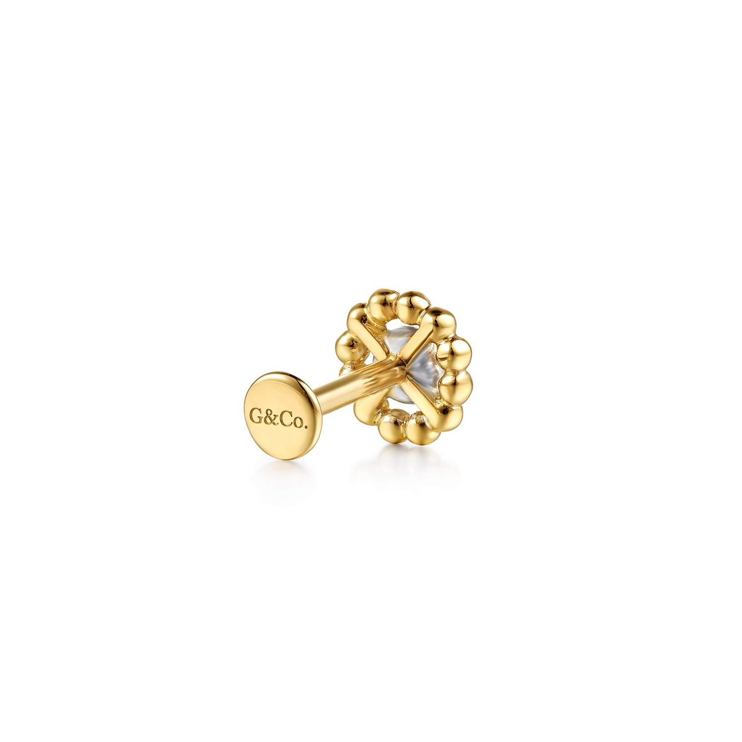 Bujukan Diamond Single Flatback Stud Earring in 14K White/Yellow Gold, photograph 3