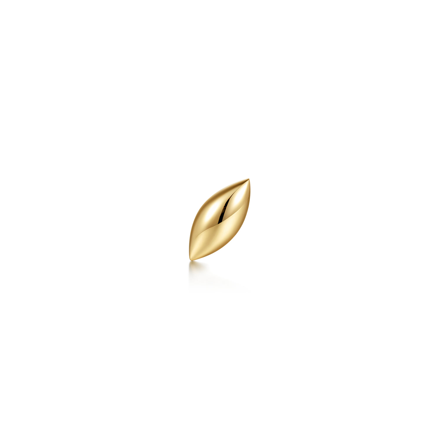 Leaf Single Flatback Stud Earring in 14K Yellow Gold, photograph 2