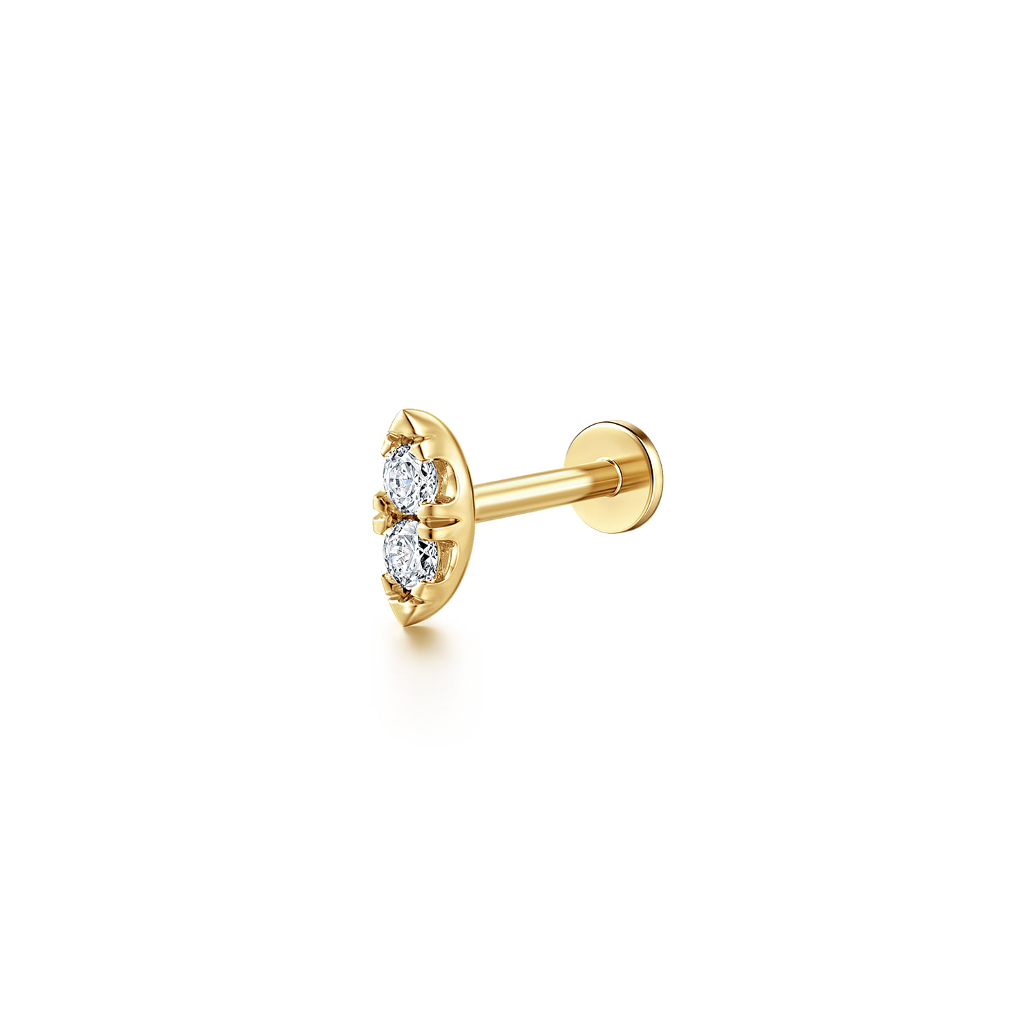 Shaped Diamond Single Flatback Stud Earring