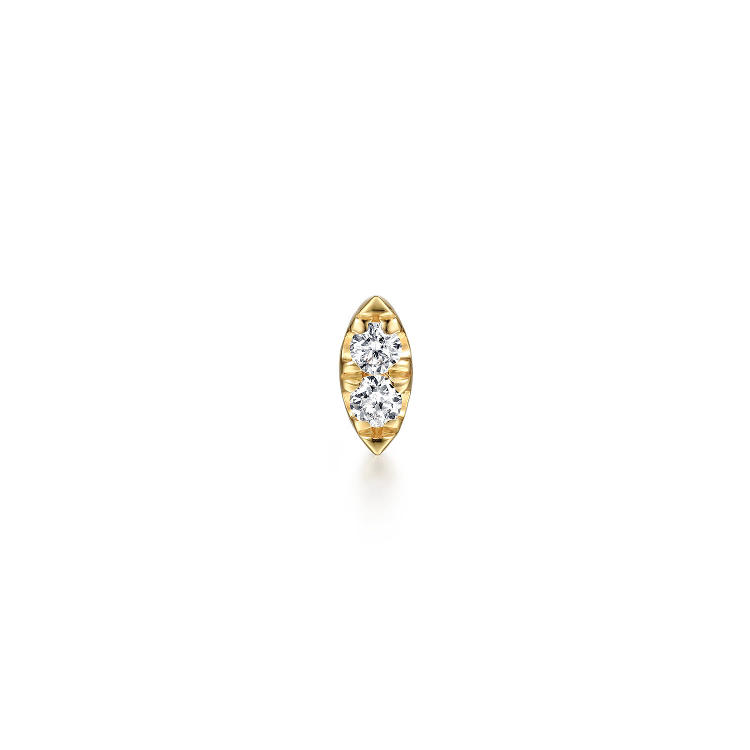 Shaped Diamond Single Flatback Stud Earring in 14K Yellow Gold, photograph 2