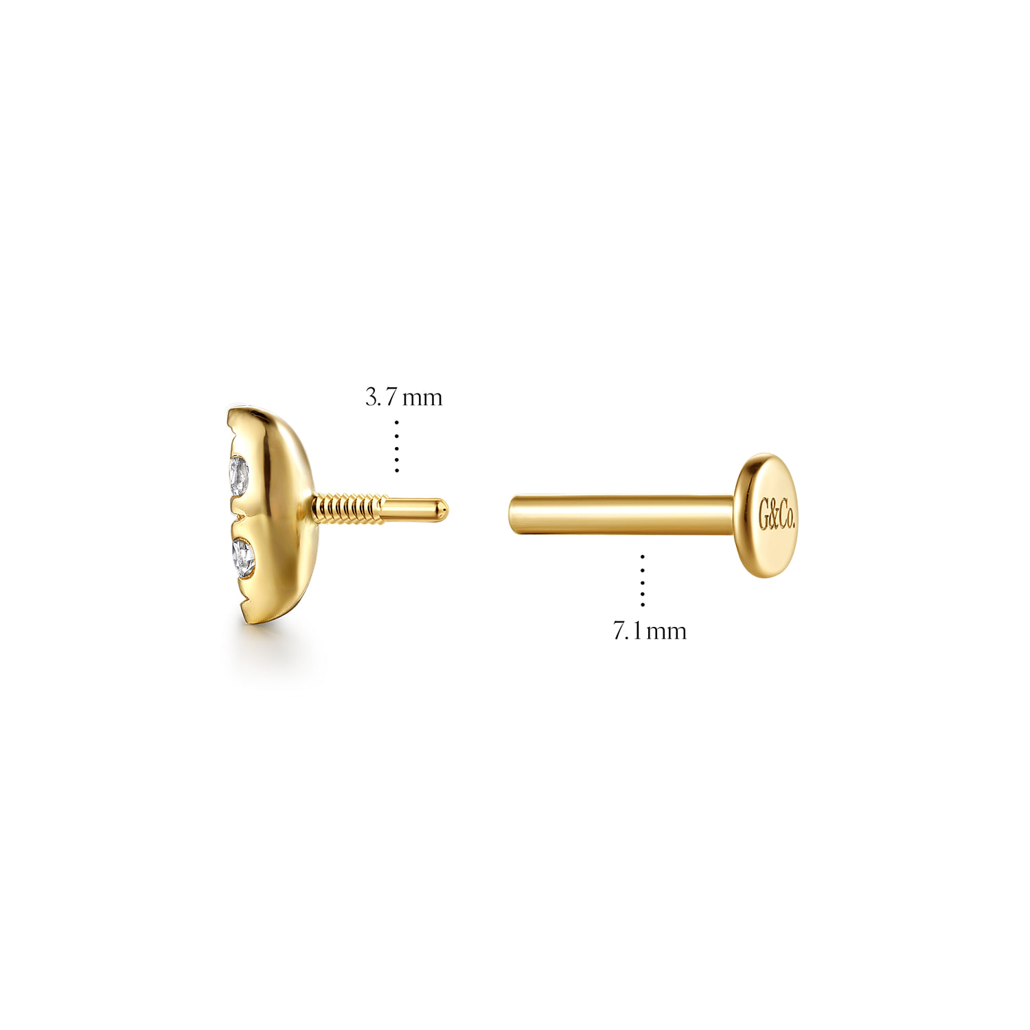 Shaped Diamond Single Flatback Stud Earring in 14K Yellow Gold, photograph 4