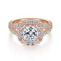 James - 14K Rose Gold Cushion Halo Diamond Engagement Ring