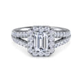 James - 14K White Gold Halo Emerald Cut Diamond Engagement Ring