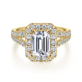 James - 14K Yellow Gold Halo Emerald Cut Diamond Engagement Ring