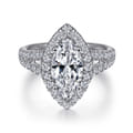 James - 14K White Gold Marquise Shape Halo Diamond Engagement Ring