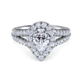 James - 14K White Gold Pear Shape Halo Diamond Engagement Ring