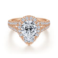 James - 14K Rose Gold Pear Shape Halo Diamond Engagement Ring
