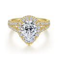 James - 14K Yellow Gold Pear Shape Halo Diamond Engagement Ring