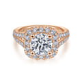 James - 14K Rose Gold Cushion Halo Round Diamond Engagement Ring