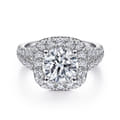 James - 14K White Gold Cushion Halo Round Diamond Engagement Ring
