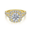 James - 14K Yellow Gold Cushion Halo Round Diamond Engagement Ring
