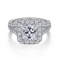 James - 14K White Gold Princess Halo Diamond Engagement Ring