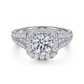 James - 14K White Gold Cushion Halo Round Diamond Engagement Ring